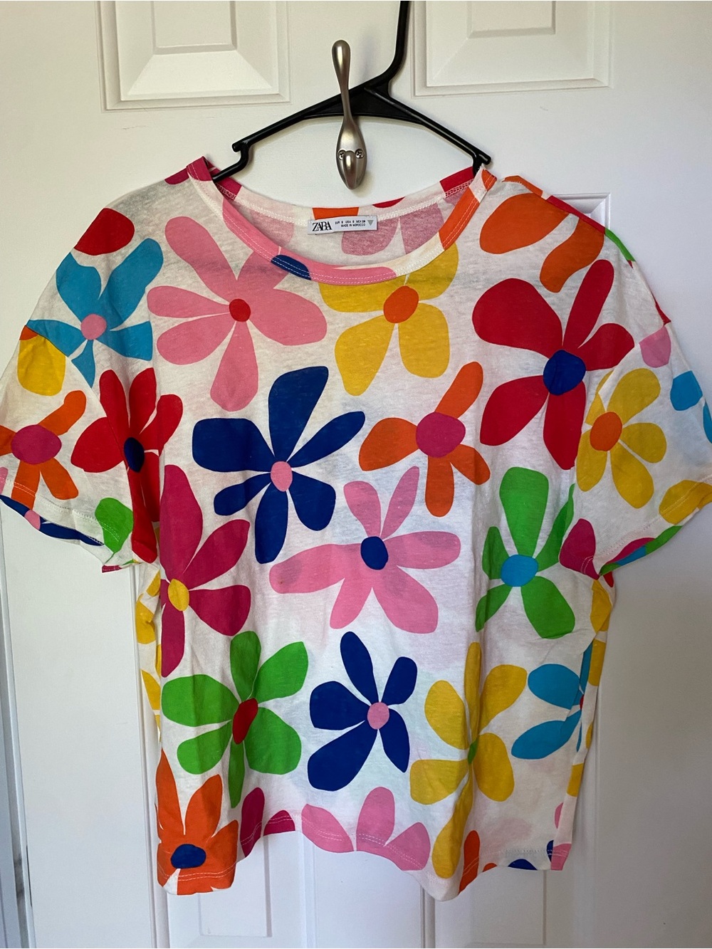 Zara Kids White Tee with Multicolor Flower Print
